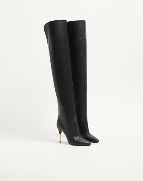 Valentino Garavani - Deboot Over-the-knee Calfskin Boot 105mm - Black - Woman - Shoes