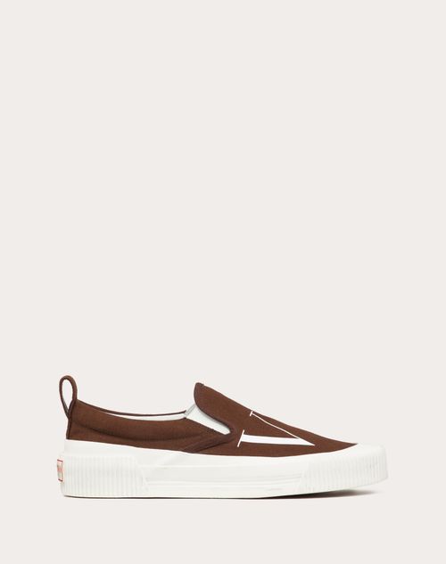 Valentino Garavani - Vltn Fabric Slip-on Sneaker - Fondant/white - Man - Man Shoes Sale