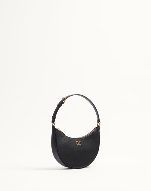 Valentino Garavani - Vlogo Signature Mini Hobo Bag In Grainy Calfskin - Black - Woman - Shoulder Bags