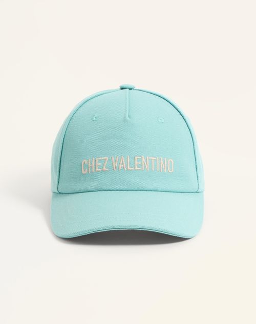 Valentino Garavani - Chez Valentino Cotton Baseball Cap With Embroidery - Pool/butter - Man - Soft Accessories - M Accessories