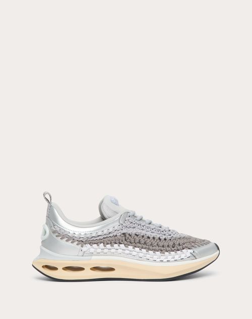 Valentino Garavani - Vlogo Easyknot Sneaker In Woven Fabric - Grey - Woman - Sneakers