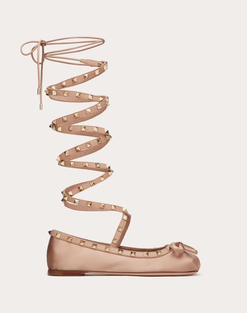 hale få øje på udvikle Rockstud Satin Ballerina for Woman in Rose Cannelle | Valentino US