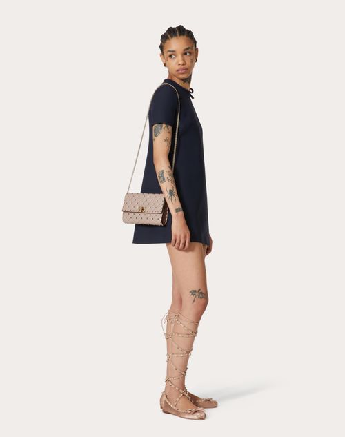 Rockstud Spike Nappa Leather Crossbody Clutch Bag for Woman in Black