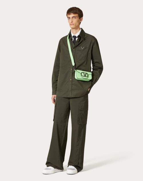 Valentino - Nylon Shirt Jacket With Rubberized V Detail - Olive - Man - Ready To Wear
