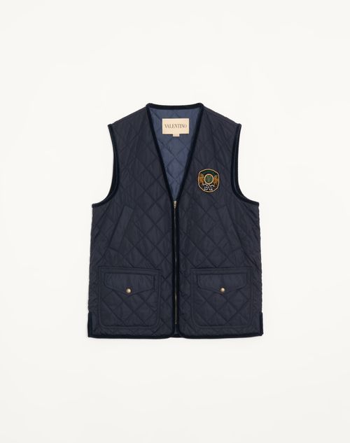 Valentino - Valentino Leichte Nylonweste Mit Gesticktem Valentino-patch - Marineblau - Mann - Jacken Und Winterjacken
