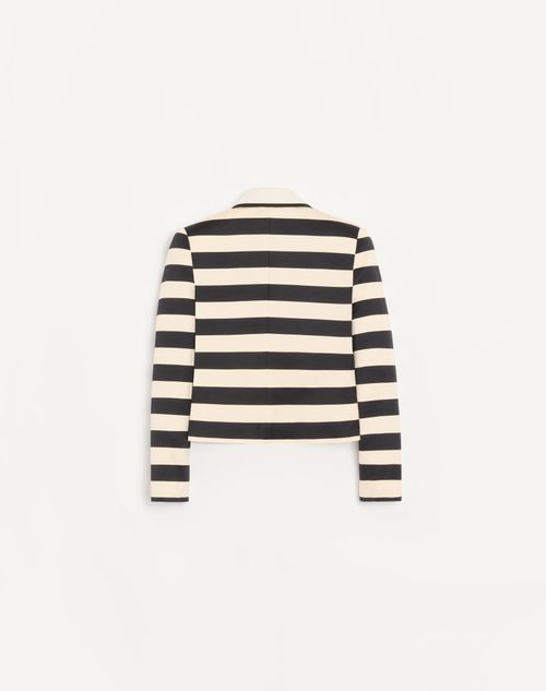Valentino - Maxi Barré Cotton Satin Jacket - Vanilla/black/paris - Woman - Jackets And Blazers