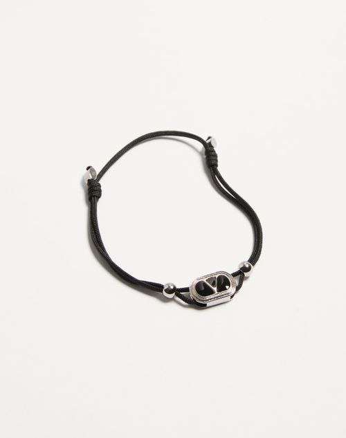 Valentino Garavani - Valentino Garavani Ovalette Cotton Bracelet - Black - Man - Jewellery