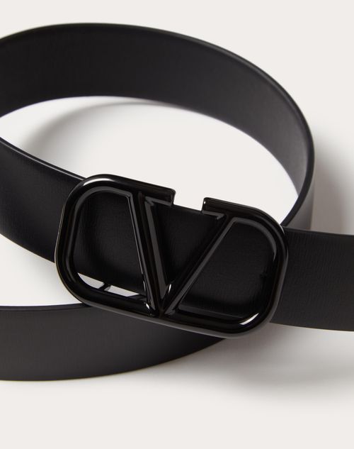 Valentino Garavani - Ceinture Vlogo Signature En Cuir De Veau Brillant. Hauteur : 30 mm - Noir - Femme - Ceintures