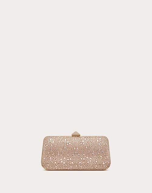 Carry Secrets Rhinestone Minaudiere for Woman in Gold Quartz | Valentino US