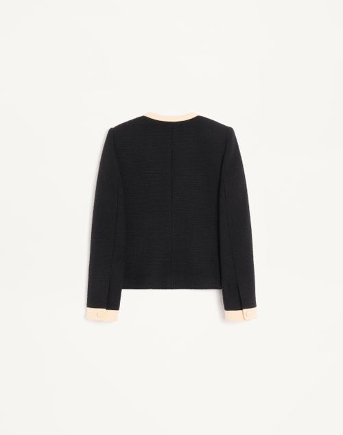 Valentino - Plain Wool Tweed Jacket - Black - Woman - Jackets And Blazers