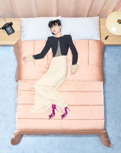 Valentino - Cady Couture Long Dress With Feathers - Black/birch - Woman - Gowns