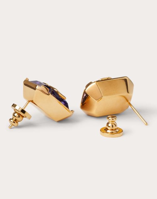 V Logo Stud Earrings in Gold - Valentino