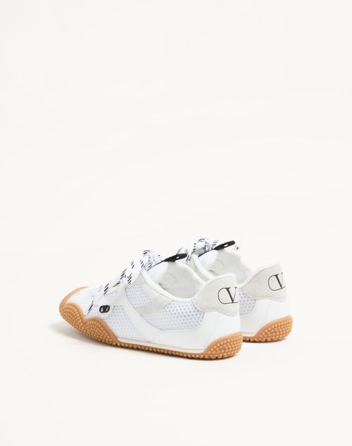 Valentino Garavani - Baskets Amphibia En Cuir De Veau Caoutchouté Et Croûte De Cuir - Blanc - Femme - Baskets