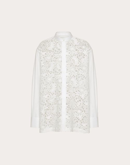 Valentino - Technical Poplin And Macramé Shirt - White - Woman - Woman Ready To Wear Sale