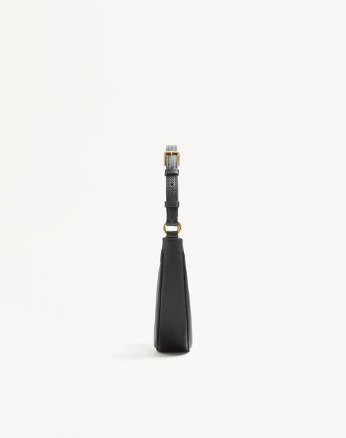 Valentino Garavani - Vlogo Signature Mini Hobo Bag In Grainy Calfskin - Black - Woman - Shoulder Bags