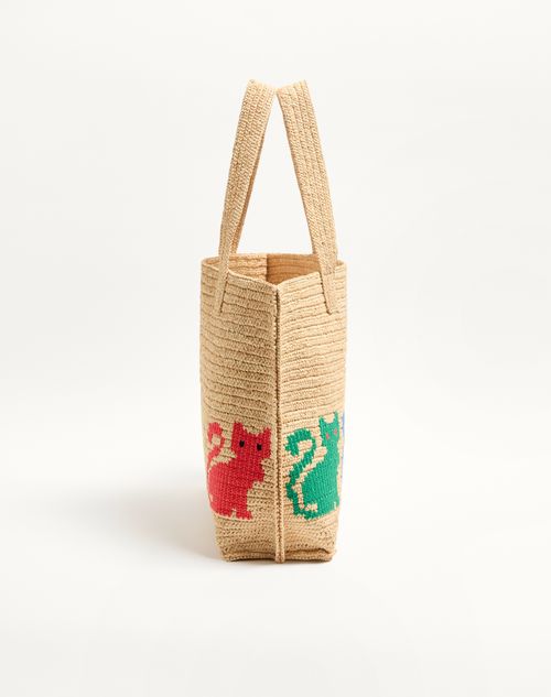 Valentino Garavani - Valentino Garavani Raffiachat Large Raffia Shopping Bag - Natural - Woman - Totes