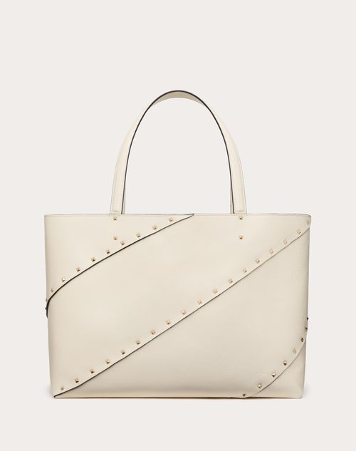 Valentino Garavani Valentino Garavani Rockstud Wispy Shopper Aus Kalbsleder fur Frau in Elfenbein Valentino DE