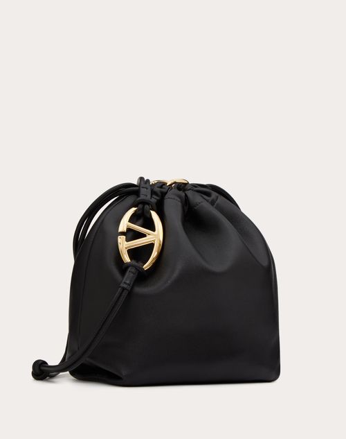 Vlogo Pouf Nappa Leather Pouch for Woman in Black | Valentino SG