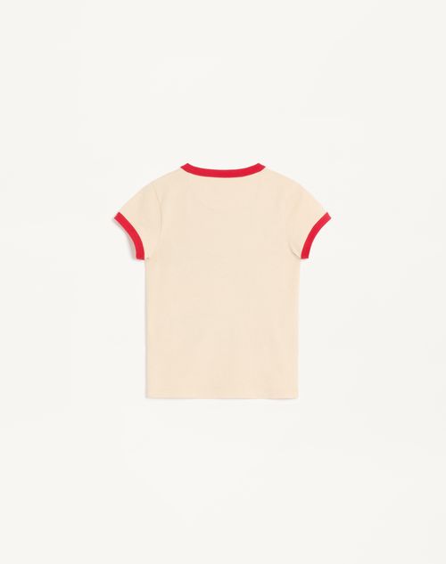 Valentino - Printed Cotton Jersey T-shirt - Birch/red - Woman - T-shirts And Sweatshirts