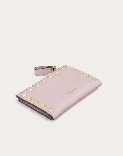 Vlogo Signature Grainy Calfskin Cardholder Wth Zip for Woman in Rose  Cannelle