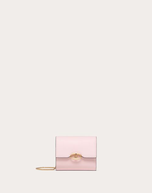 Valentino Garavani - The Bold Edition Vlogo Calfskin Wallet With Chain - Rose Quartz - Woman - Wallets And Small Leather Goods