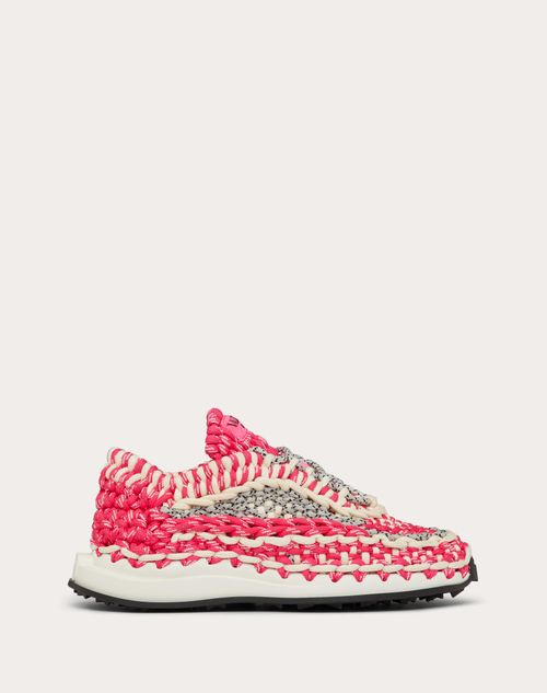 Valentino Garavani - Valentino Garavani Crochet Sneaker In Fabric - White/multicolor - Woman - Woman Shoes Sale