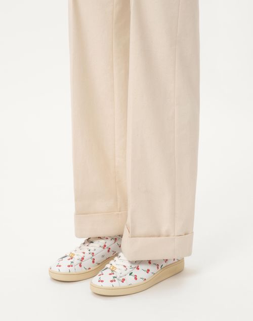 Valentino Garavani - Royco Sneaker In Nappa Calfskin With Cherryfic Pattern - White - Man - Trainers