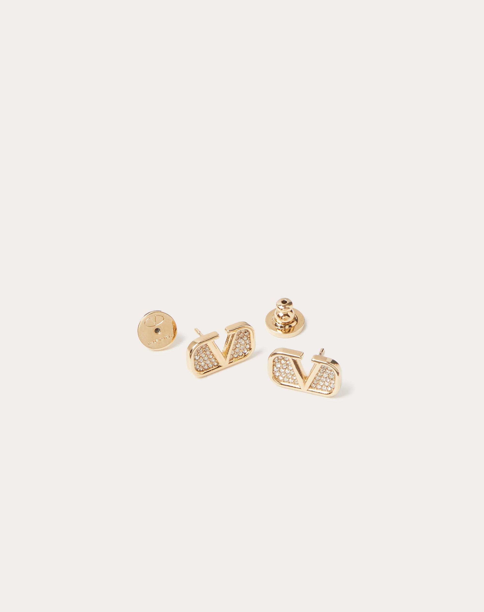 ♦VALENTINO♦Vロゴ スワロフスキークリスタルピアス Vロゴ シグネチャー メタル X スワロフスキー® クリスタル