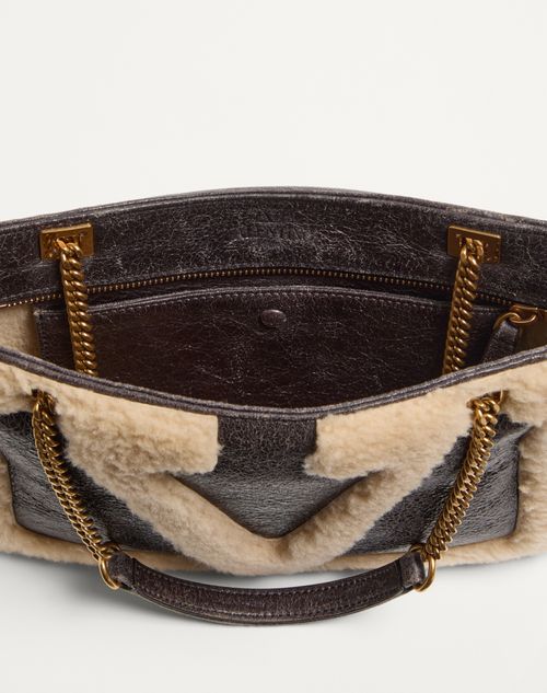 Valentino Garavani - Valentino Garavani Viva Superstar Small Sheepskin Shopping Bag - Brown/beige - Woman - Totes