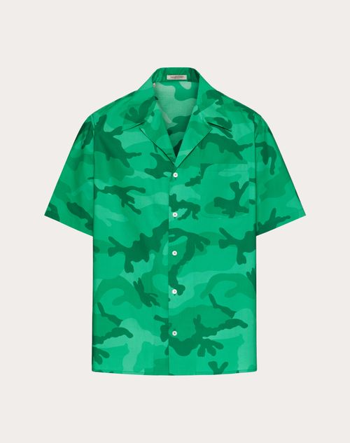 Valentino - Camouflage Print Cotton Shirt - Emerald Camo - Man - Ready To Wear