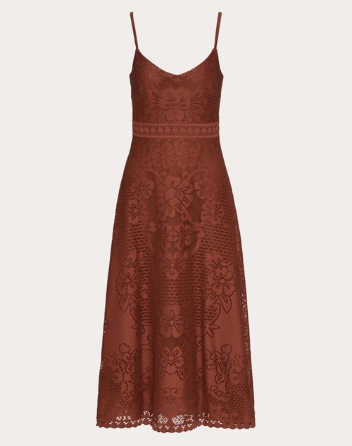 Valentino - Cotton Lace Dress - Brown - Woman - Dresses