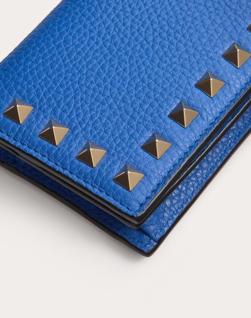 Valentino Garavani - Small Rockstud Grainy Calfskin Wallet - Cobalt - Woman - Wallets And Small Leather Goods