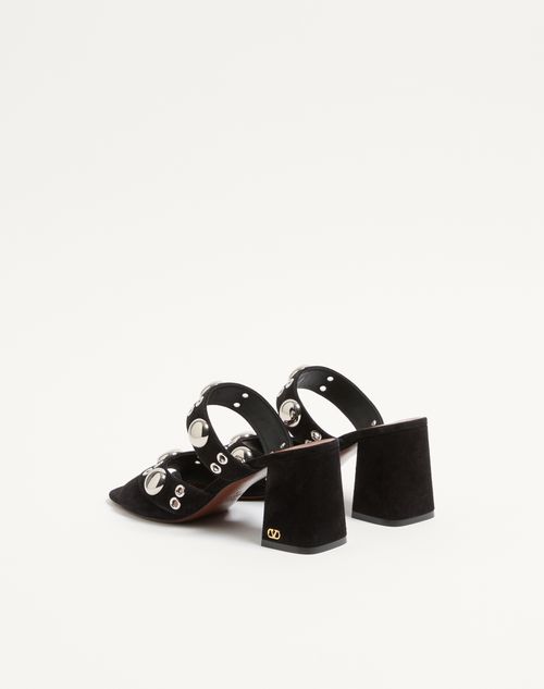 Valentino Garavani - Sandalia Sin Talón Nellcôte De Serraje Con Tacón De 75&nbsp;mm - Negro - Mujer - Sandalias