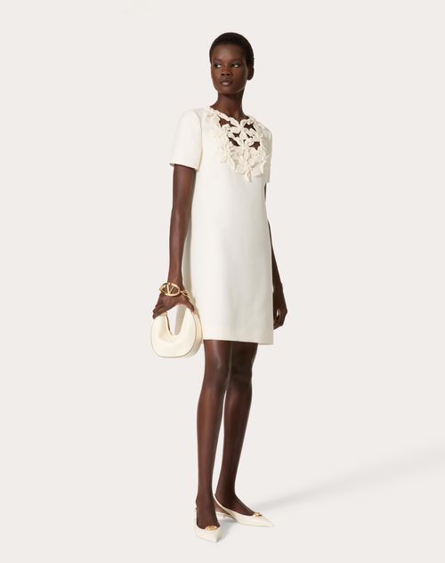 Valentino - Embroidered Crepe Couture Short Dress - Ivory - Woman - Woman Ready To Wear Sale