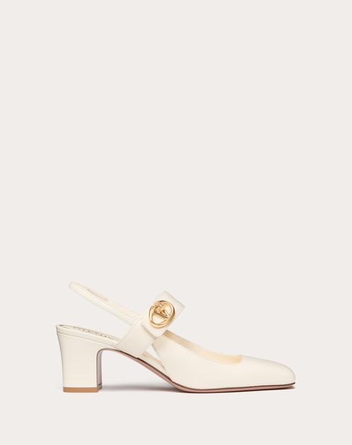 Valentino Garavani - Vlogo Locker Mary-jane Slingback Pumps In Calfskin 60mm - Ivory - Woman - Pumps