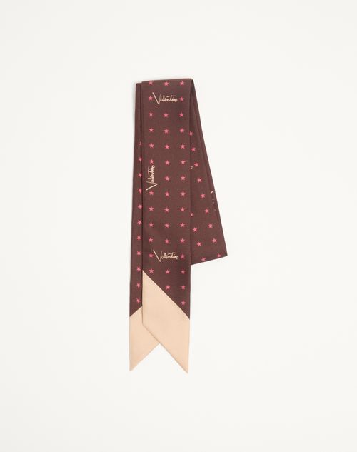 Valentino Garavani - Stelline E Firma Starry Silk Bandeau Scarf - Coral/chocolate - Woman - Soft Accessories