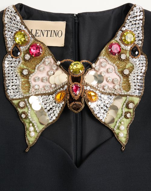 Valentino - Embroidered Crepe Couture Short Dress - Black/multicolor - Woman - Dresses