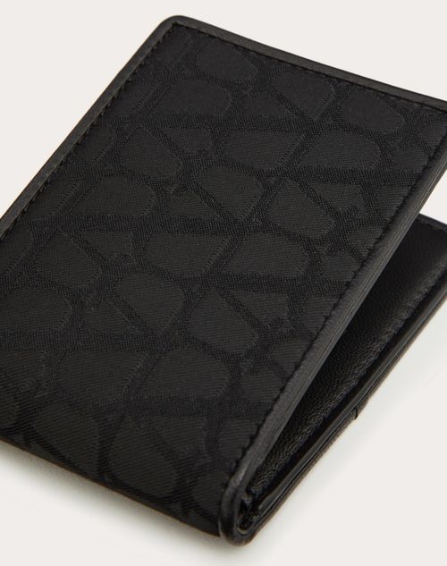 Valentino Garavani - Toile Iconographe Wallet In Technical Fabric With Leather Details - Black - Man - Wallets And Small Leather Goods