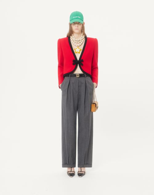 Valentino - Valentino Wool Crepe Jacket - Carmine Red/black - Woman - Jackets And Blazers