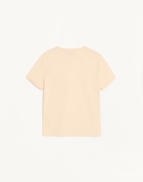 Valentino - Valentino T-shirt In Mercerised Cotton With Vlogo On The Chest - Cream - Man - Tshirts And Sweatshirts