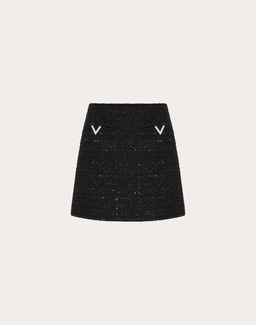 Valentino - Glaze Tweed Skirt - Black - Woman - Skirts