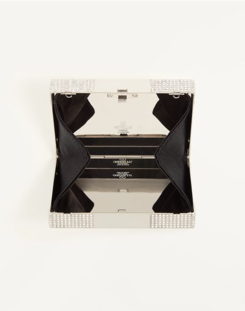 Valentino Garavani - Minaudière Valentino Garavani Minaumorphe De Metal Con Cristales De Swarovski® Y Estuche De Satén - Paladio/negro - Mujer - Bolso De Mano