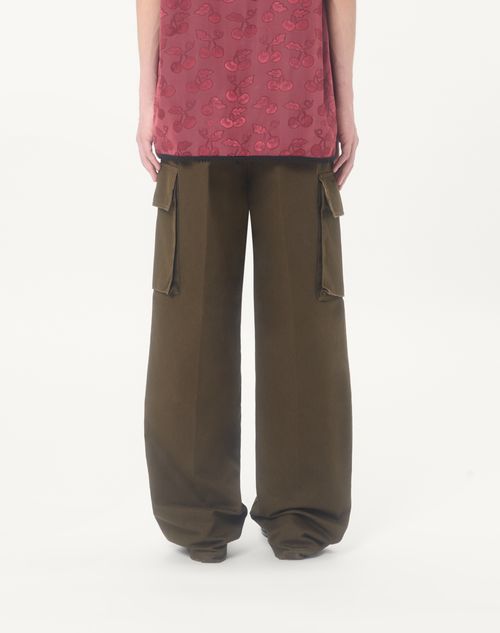 Valentino - Valentino Cargo Trousers In Cotton Gabardine - Military Green - Man - Trousers And Shorts