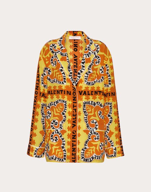 Valentino - Mini Bandana Print Crepe De Chine Shirt - Orange/yellow/ivory - Woman - Gifts For Her