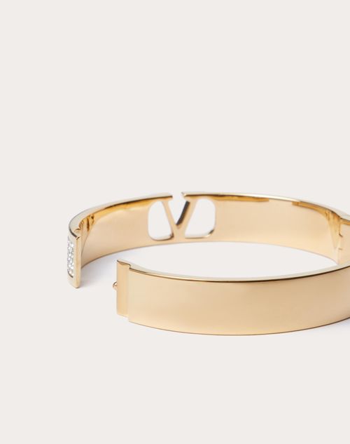 Valentino Garavani - Vlogo Signature Metal And Swarovski® Crystal Bangle - Gold - Woman - Jewelry