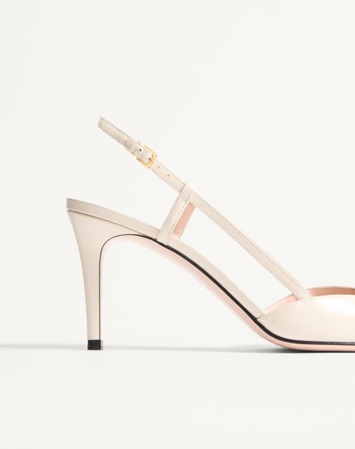 Valentino Garavani - Décolleté Slingback Vlogo Signature In Vitello Con Logo Gioiello 80mm - Avorio - Donna - Décolleté