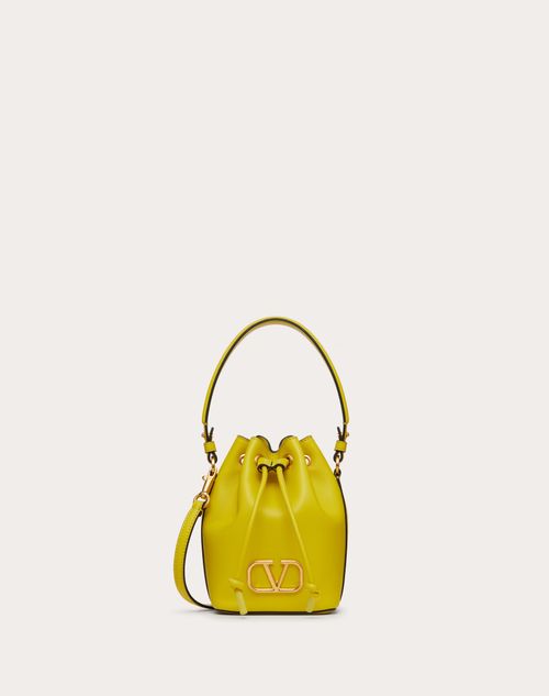 Valentino Garavani - Mini Vlogo Signature Bucket Bag In Nappa Leather - Cedar Yellow - Woman - Woman Bags & Accessories Sale