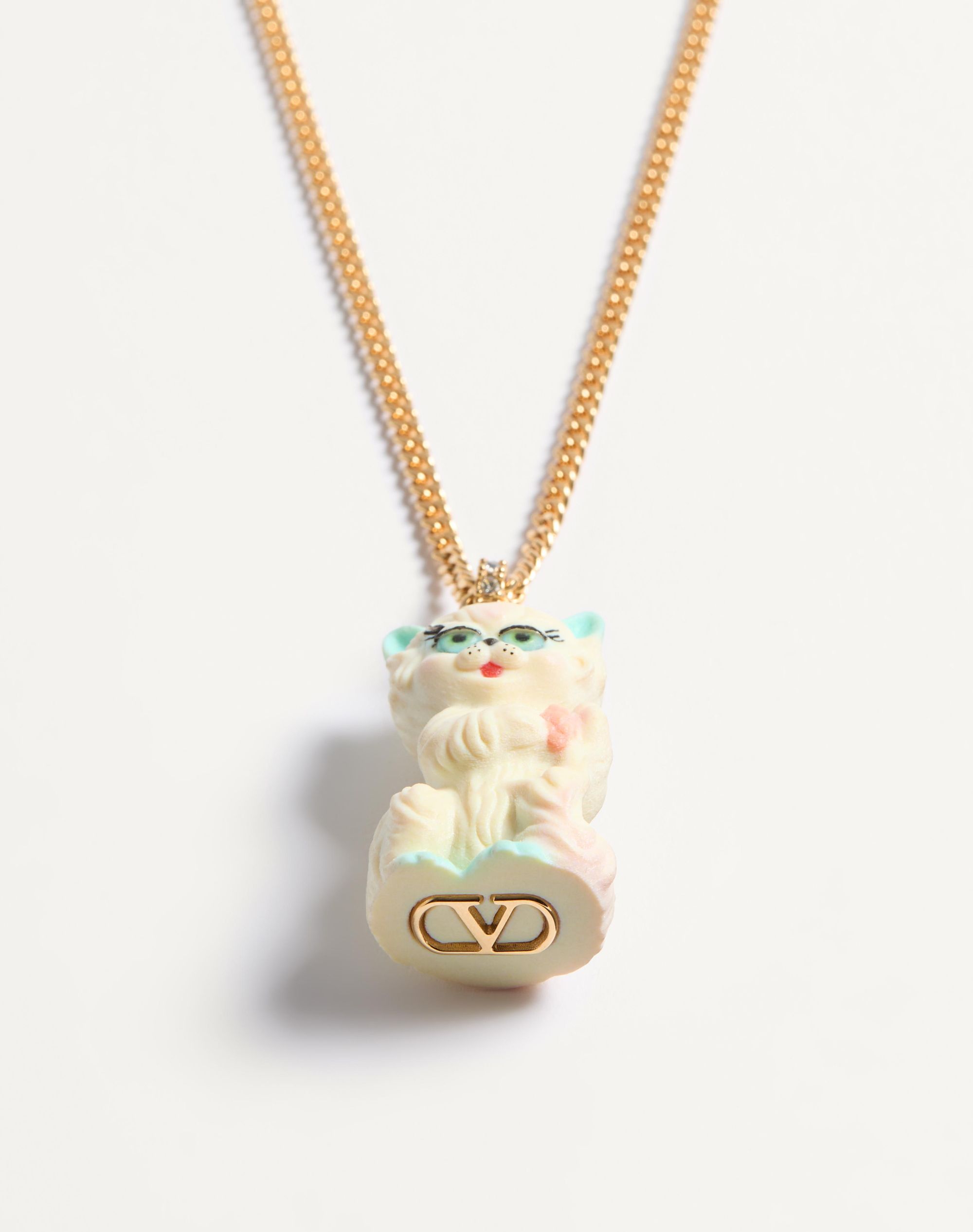 即発【Valentino】ル シャ デ ラ メゾン クリスタル ネックレス ル シャ デ ラ メゾン メタル X ナイロン X スワロフスキー