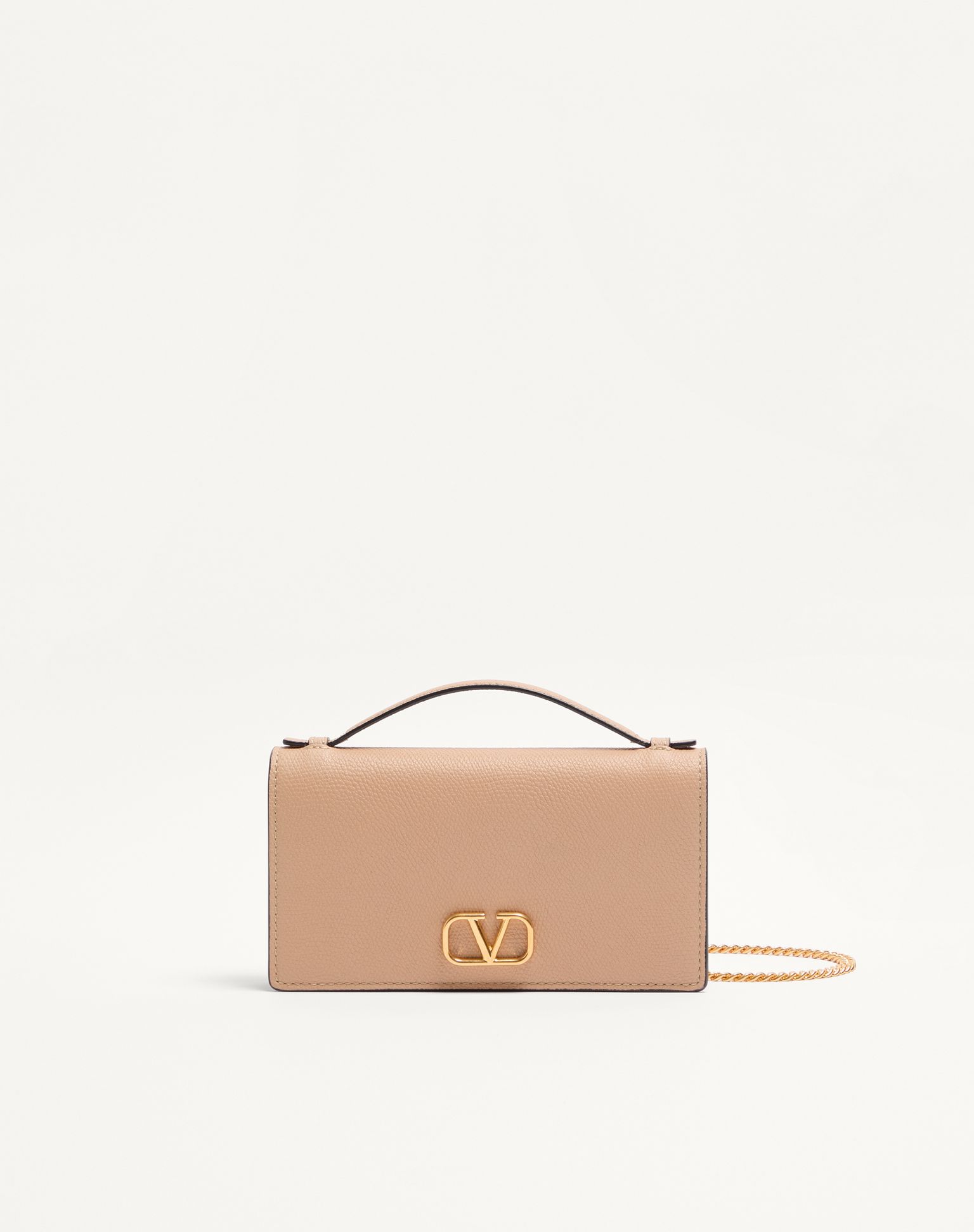 발렌티노 발렌티노 가라바니 브이로고 시그니처 그레이니 카프스킨 체인 지갑 7W0P0W42SNP_WRP