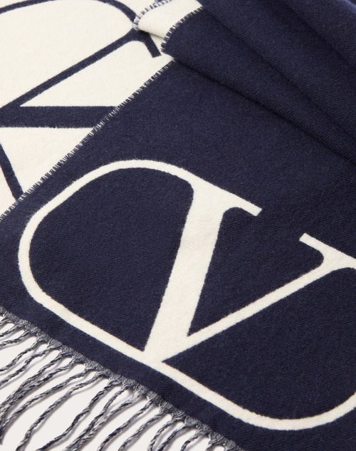 Valentino Garavani - Vlogo Signature Wool And Cashmere Scarf - Navy - Man - Soft Accessories